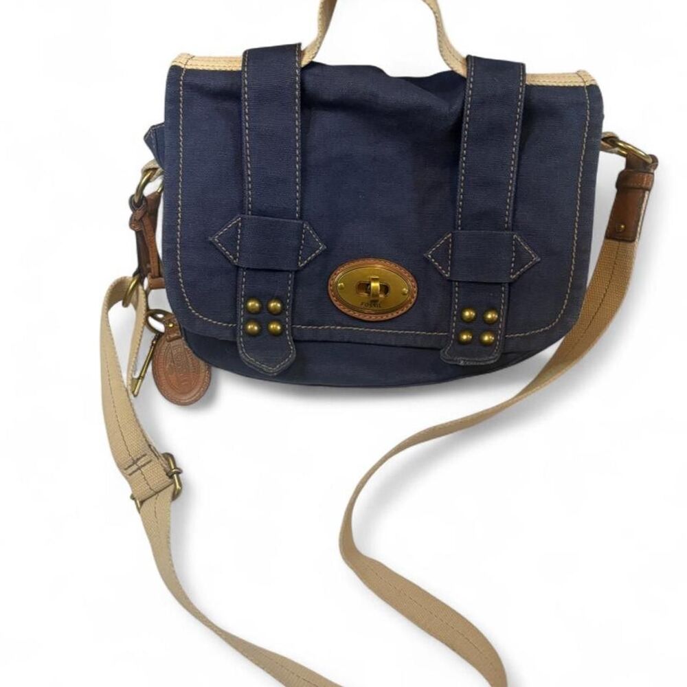 Fossil Women's Navy Blue Denim Messenger Bag